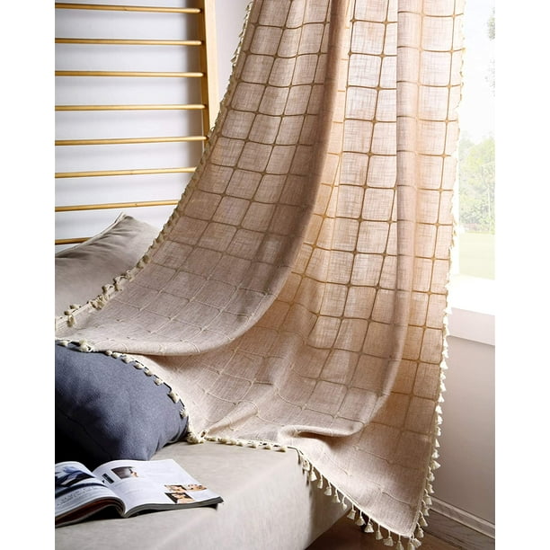 YoKII Boho Kitchen Curtains 36 Inch Length Tiers - 24 x 36, Greyish Room Darkening Blackout Greyish Short Window Curtains Modern Farmhouse Tassel Window Treatment Tiers for Kitchen Bathroom Decor YoKII Boho Kitchen Curtains 36 Inch Length Tiers - 24 x 36, Greyish Room Darkening Blackout Greyish Short Window Curtains Modern Farmhouse Tassel Window Treatment Tiers for Kitchen Bathroom Decor